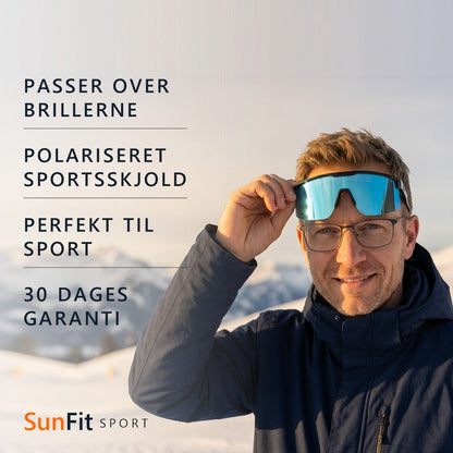 SunFit Sport – polariseret sportsskjold der passer over brillerne